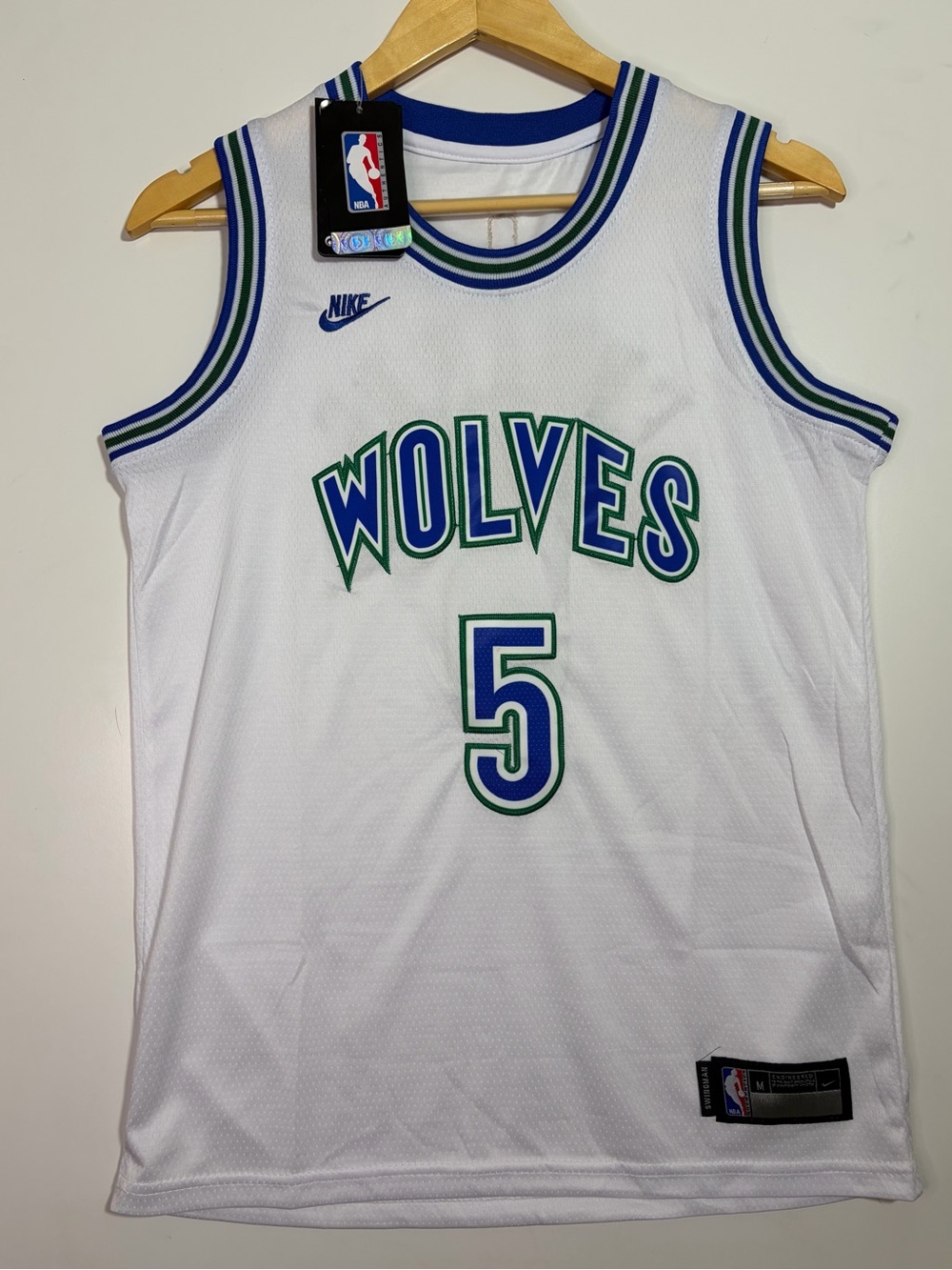 Nike NBA Swingman Anthony Edwards Timberwolves #5 White Jersey Youth M NWT